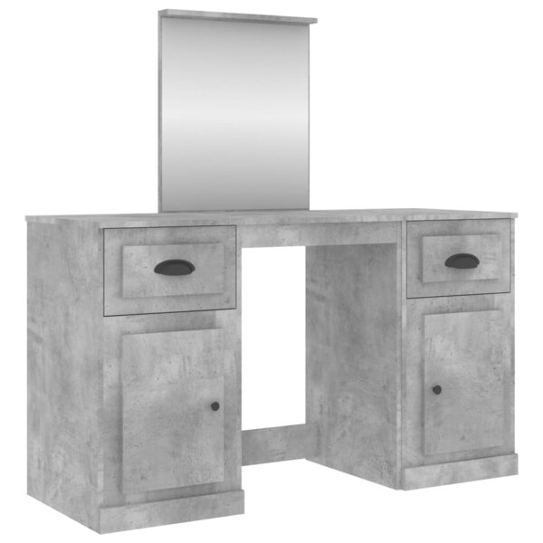 vidaXL Coiffeuse avec miroir gris béton 130x50x132 5 cm
