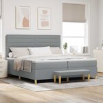 vidaXL Lit à ressorts avec matelas Gris clair 200 x 200 cm tissu