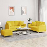 vidaXL Ensemble de canapés 3 Pièces avec coussins jaune clair tissu