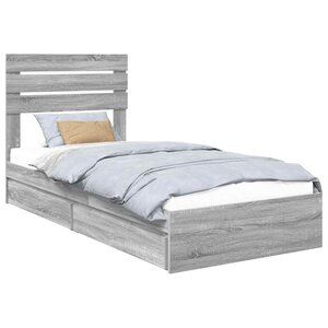 vidaXL Lit de Rangement Gris Sonoma 100 x 200 cm Bois d'ingénierie