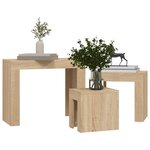 vidaXL Tables basses gigognes 3 Pièces chêne sonoma bois d'ingénierie