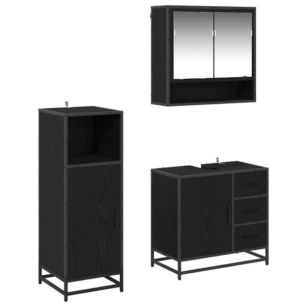 vidaXL Ensemble de mobilier de salle de bain 3 Pièces Chêne noir