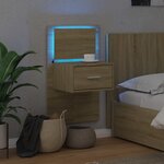 vidaXL Table de chevet murale avec lumières LED chêne sonoma