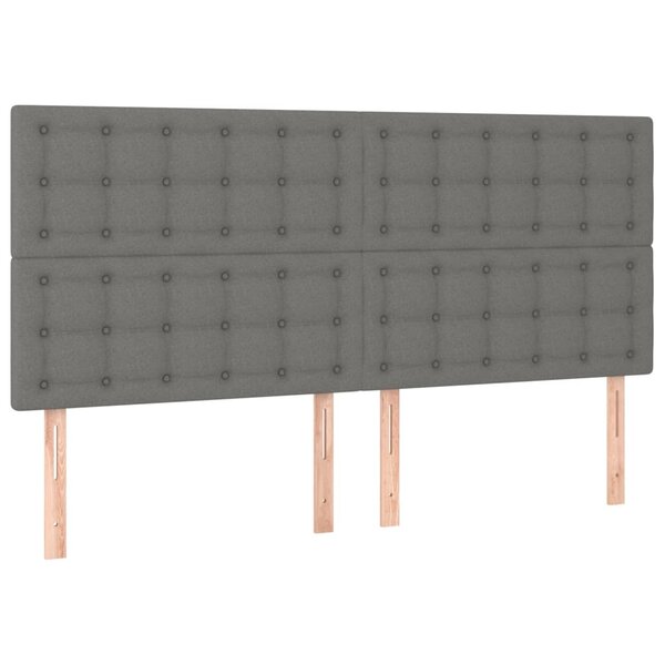 vidaXL Têtes de lit 4 Pièces Gris foncé 80x5x78/88 cm Tissu