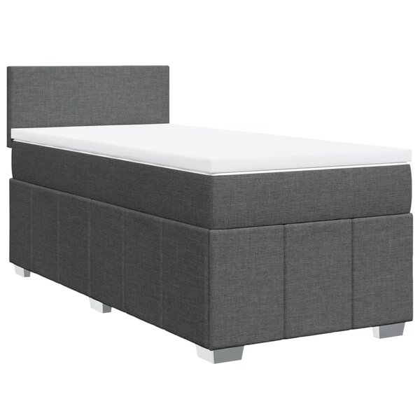 vidaXL Sommier à lattes de lit avec matelas Gris foncé 90x200 cm Tissu