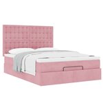 vidaXL Cadre de lit ottoman avec matelas rose 140x190 cm velours