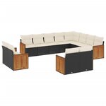 vidaXL Salon de jardin 12 Pièces avec coussins noir résine tressée