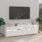 vidaXL Meubles TV 2 Pièces avec lumières LED Blanc 75x35x40 cm