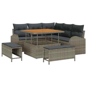 vidaXL Ensemble de canapé de jardin avec coussin 8 Pièces Gris