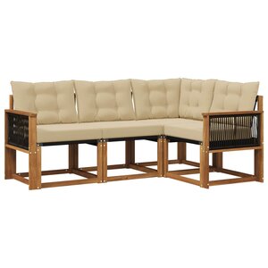 vidaXL Ensemble de canapés d'extérieur 4 Pièces Naturel et Beige