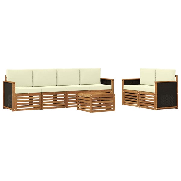vidaXL Ensemble de canapés d'extérieur 7 pc Naturel et Crème
