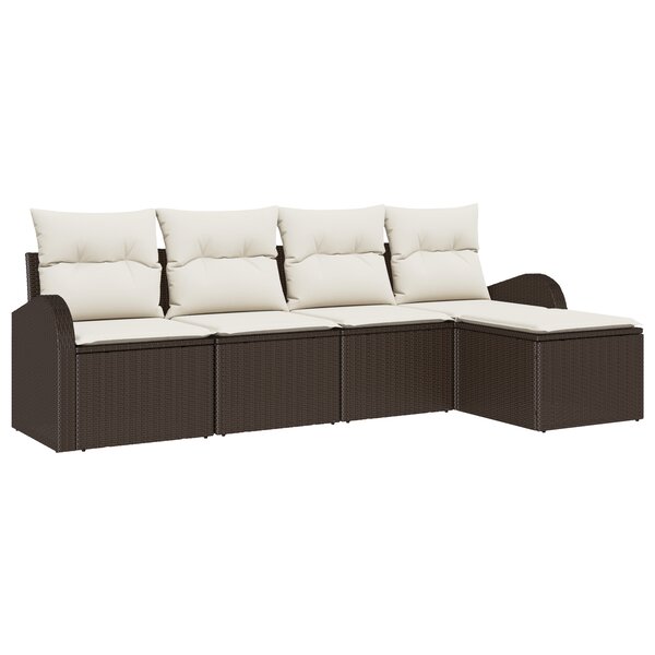 vidaXL Ensemble de Canapé de Jardin 5 Pièces avec Coussins Marron Poly Rotin