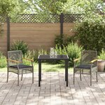 vidaXL Ensemble de salle à manger de jardin de 3 pièces avec coussins gris en rotin poly