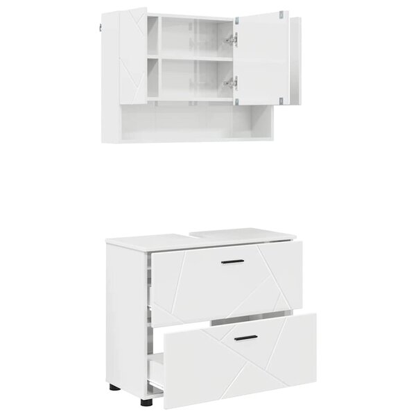 vidaXL Ensemble de mobilier de salle de bain 2 Pièces Blanc brillant