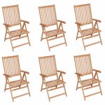 vidaXL Chaises inclinables de jardin lot de 6 Bois de teck solide