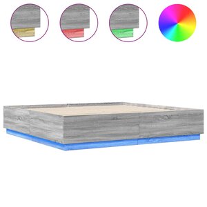 vidaXL Cadre de lit avec LED sans matelas sonoma gris 180x200 cm