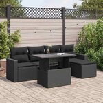 vidaXL Salon de jardin 6 Pièces avec coussins noir résine tressée
