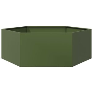vidaXL Jardinière vert olive hexagone 138x120x45 cm acier