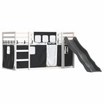 vidaXL Lit superposé sans matelas avec toboggan blanc noir 90x200 cm