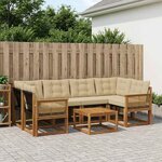 vidaXL Ensemble de canapés d'extérieur 7 pc Naturel et Beige