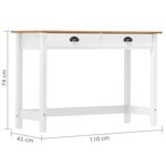 vidaXL Table console Hill avec 2 tiroirs 110x45x74 cm Pin solide