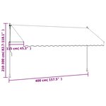 vidaXL Auvent rétractable crème 400x150 m tissu et acier