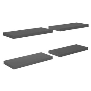 vidaXL Étagère murale flottante 4 Pièces Gris brillant 60x23 5x3 8 cm MDF