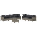 Salon de jardin meuble d'extérieur ensemble de mobilier 8 pièces avec coussins gris résine tressée 02_0017600