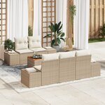 vidaXL Ensemble de Canapés de Jardin 6 Pièces avec Coussins Beige Rotin Synthétique