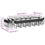 vidaXL Ensemble à manger de jardin 17 Pièces coussins noir résine tressée