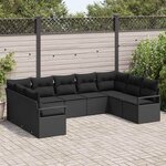 vidaXL Ensemble de canapé de jardin avec coussin 9 Pièces Noir
