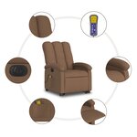 vidaXL Fauteuil inclinable de massage électrique Marron Tissu