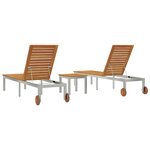 Transats vidaXL 2 Pièces avec Table Bois Massif Acacia