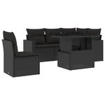 vidaXL Salon de jardin 6 Pièces avec coussins noir résine tressée