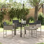 vidaXL Ensemble de salle à manger de jardin 5 pièces avec coussins gris clair en rattan poly