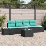 vidaXL Ensemble de Canapés avec coussin 5 Pièces Noir polyrotin