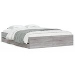 vidaXL Cadre de lit avec tiroirs sans matelas sonoma gris 140x190 cm