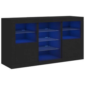 vidaXL Buffet avec lumières LED noir 123x37x67 cm