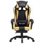vidaXL Fauteuil de jeux vidéo avec repose-pied Doré et noir Similicuir