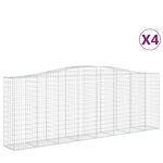 vidaXL Paniers à gabions arqués 4 Pièces 400x50x140/160 cm Fer galvanisé