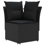 vidaXL Ensembles de meubles avec oreiller 7 Pièces Noir Rotin PE