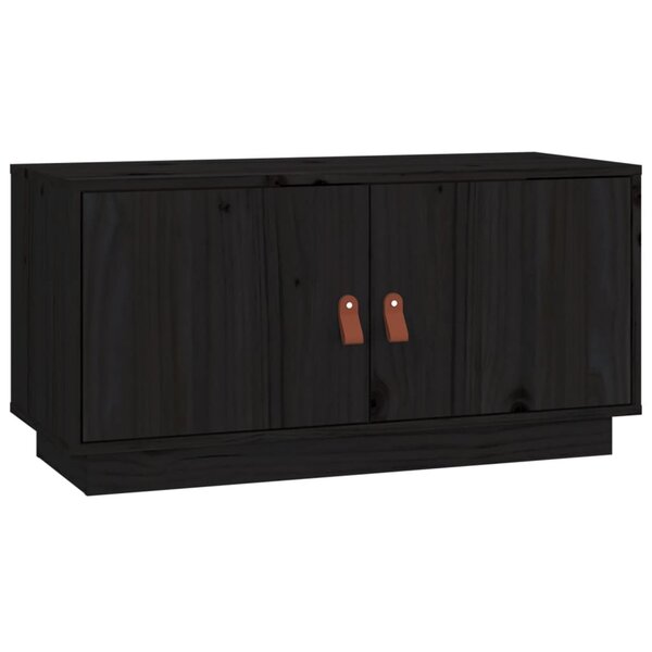 vidaXL Meuble TV Noir 80x34x40 cm Bois de pin massif