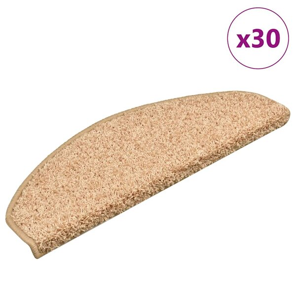 vidaXL Tapis d'escalier 30 pièces 65 x 21 x 4 cm Doré Demi-rond Grand