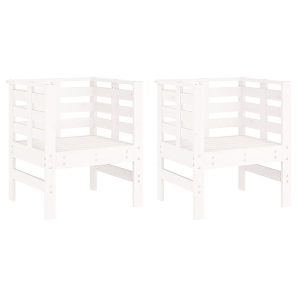 vidaXL Chaises de jardin lot de 2 blanc 61 5x53x71 cm bois pin massif