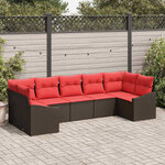 vidaXL Ensemble de Canapés avec coussin 7 Pièces Marron polyrotin