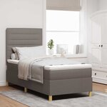 vidaXL Lit à ressorts avec matelas Taupe 90 x 200 cm tissu