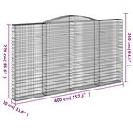 vidaXL Paniers à gabions arqués 2 Pièces 400x30x220/240 cm Fer galvanisé
