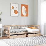 vidaXL Lit de jour avec tiroirs sans matelas 90x190 cm bois massif