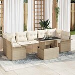 vidaXL Ensemble de canapé de jardin 8 Pièces Beige Poly rotin
