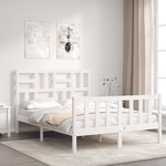 vidaXL Cadre de lit sans matelas blanc bois de pin massif